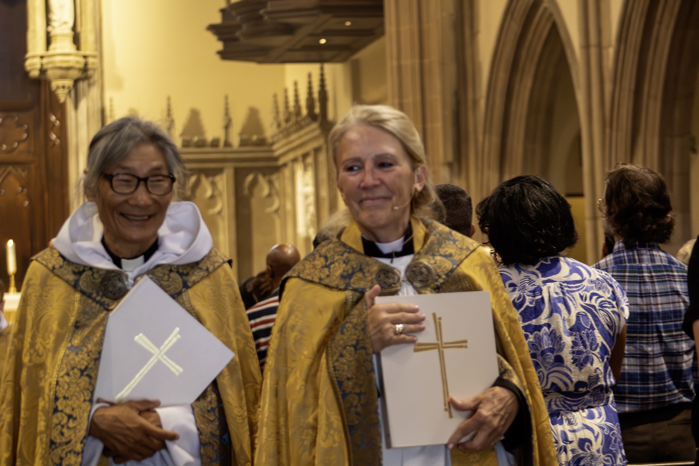 The Rev. John Kim and the Rev. Dr. Kate Cress after worship.